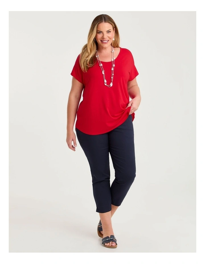 Natural Round Neck Everyday T-shirt Racing Red image 3