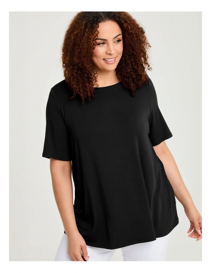Bamboo Foundation Round Neck Top Black image 3