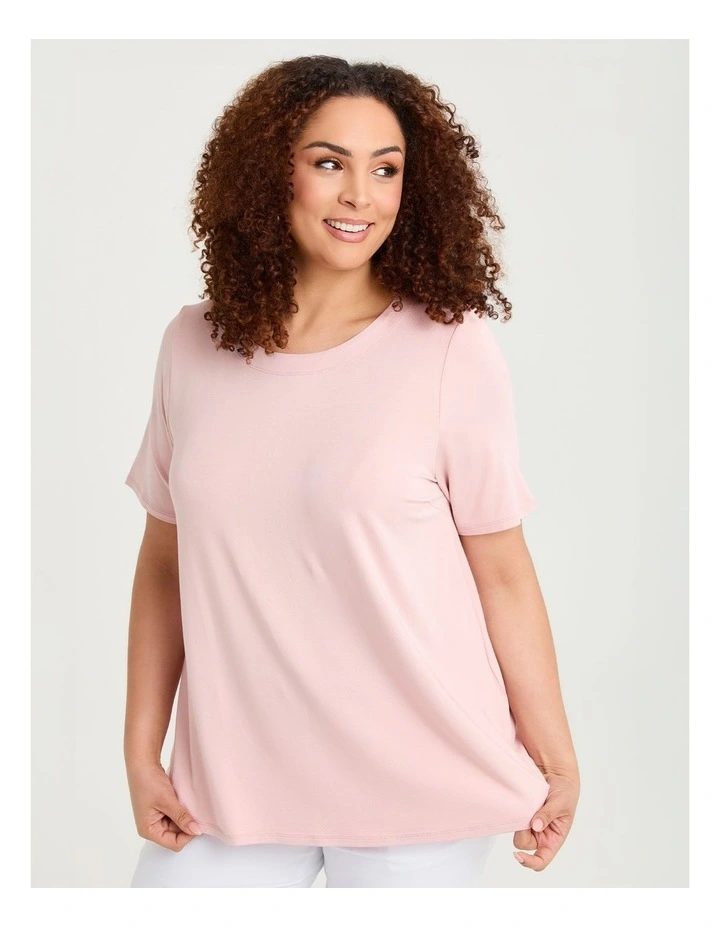 Bamboo Foundation Round Neck Top Dusty Pink image 1