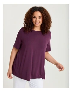 Bamboo Foundation Round Neck Top Burgundy Grape