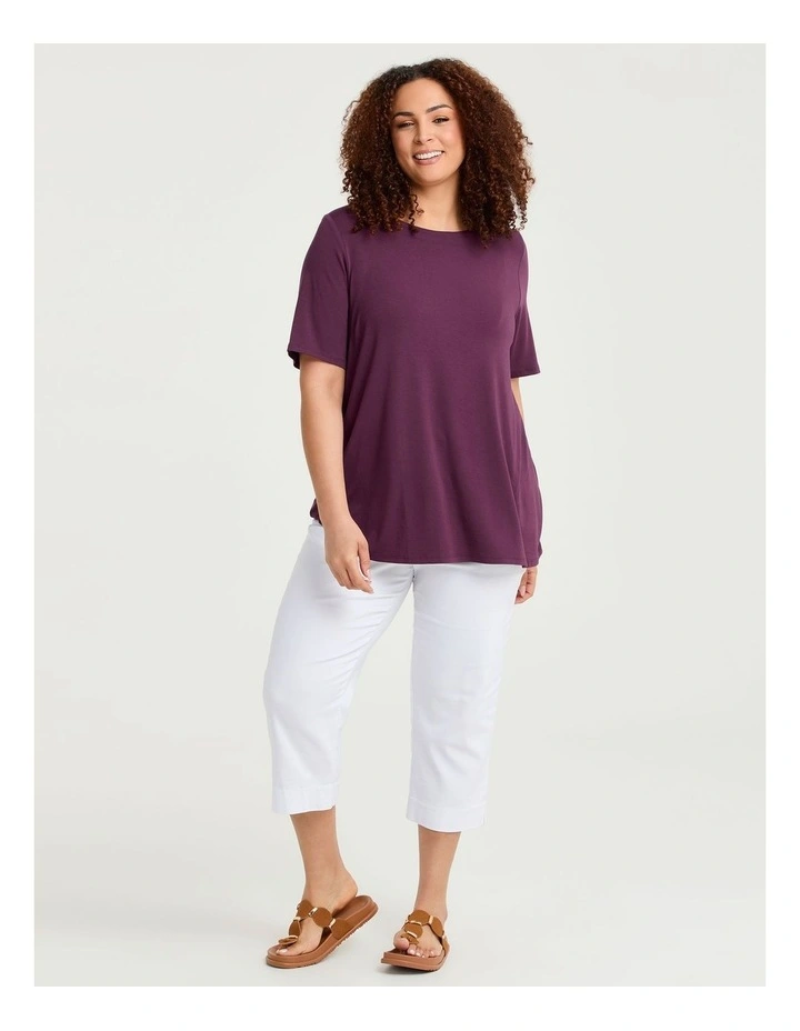 Bamboo Foundation Round Neck Top Burgundy Grape image 3