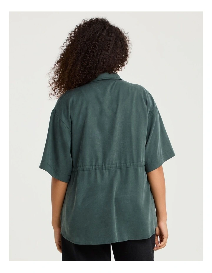 Mel Lyocell Cinched Waist Shirt Emerald image 2