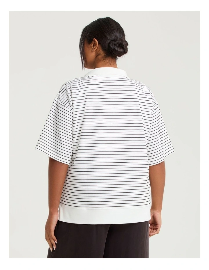 Luxe Touch Stripe 1/4 Zip Top White/chocolate image 2