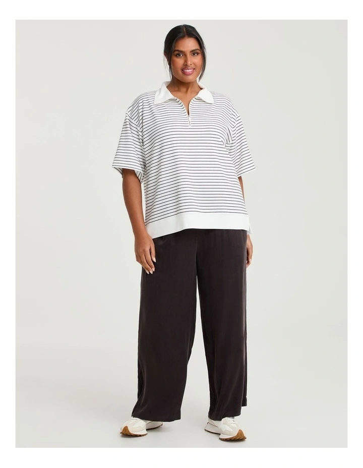 Luxe Touch Stripe 1/4 Zip Top White/chocolate image 4
