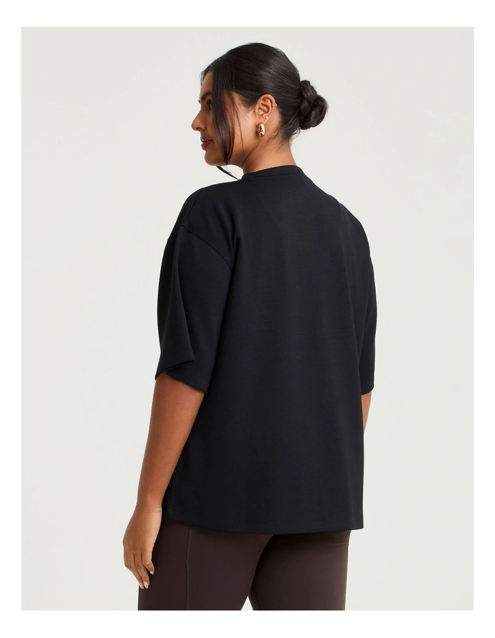 Luxe Touch Relaxed Seam Detail Top Black image 2
