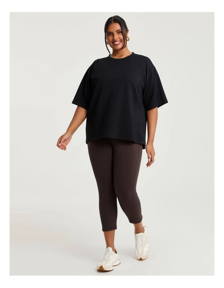 Luxe Touch Relaxed Seam Detail Top Black image 3