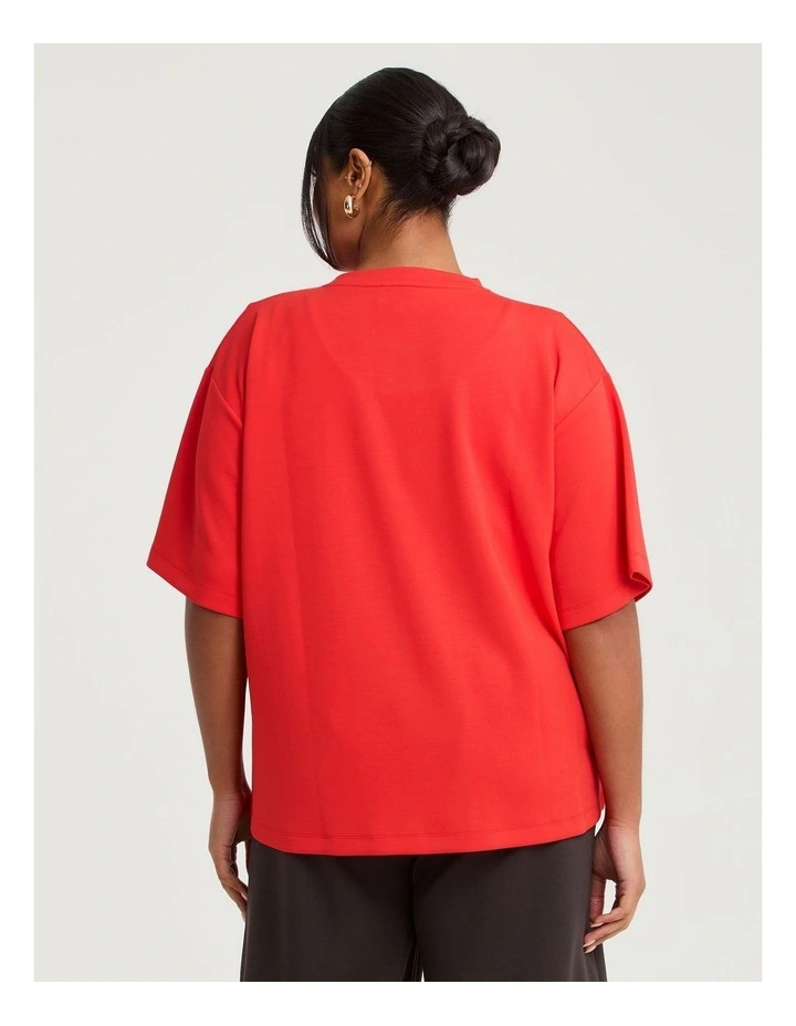 Luxe Touch Relaxed Seam Detail Top Red image 2