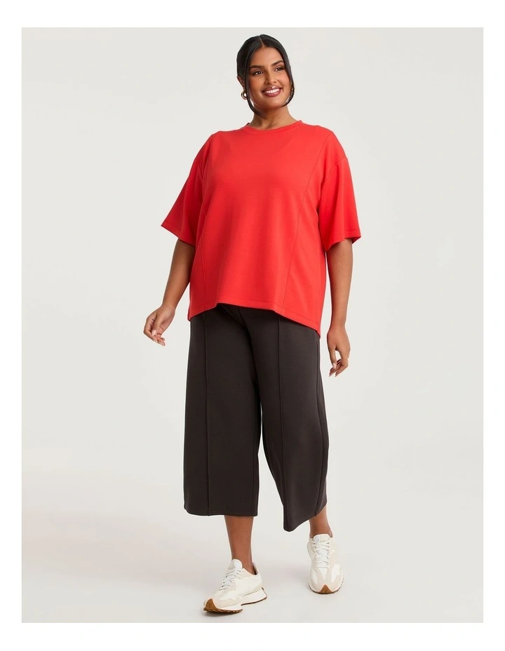Luxe Touch Relaxed Seam Detail Top Red image 3