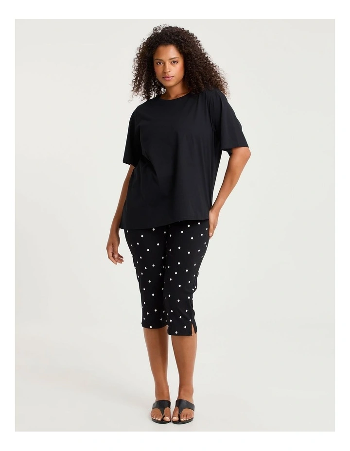 Cotton Asymmetric Crew Neck T-shirt Black image 4