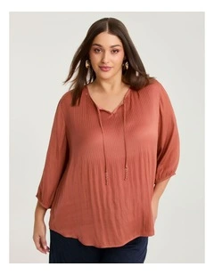 Luxe Weave Plisse Top Spice