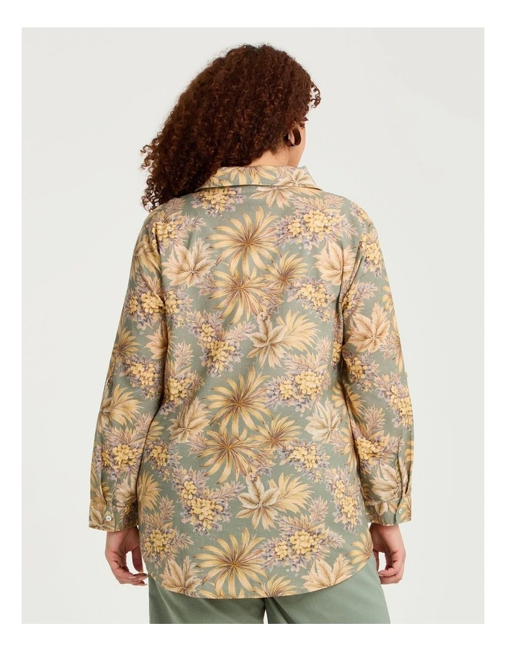 Cotton Linen Collared Top Print image 2