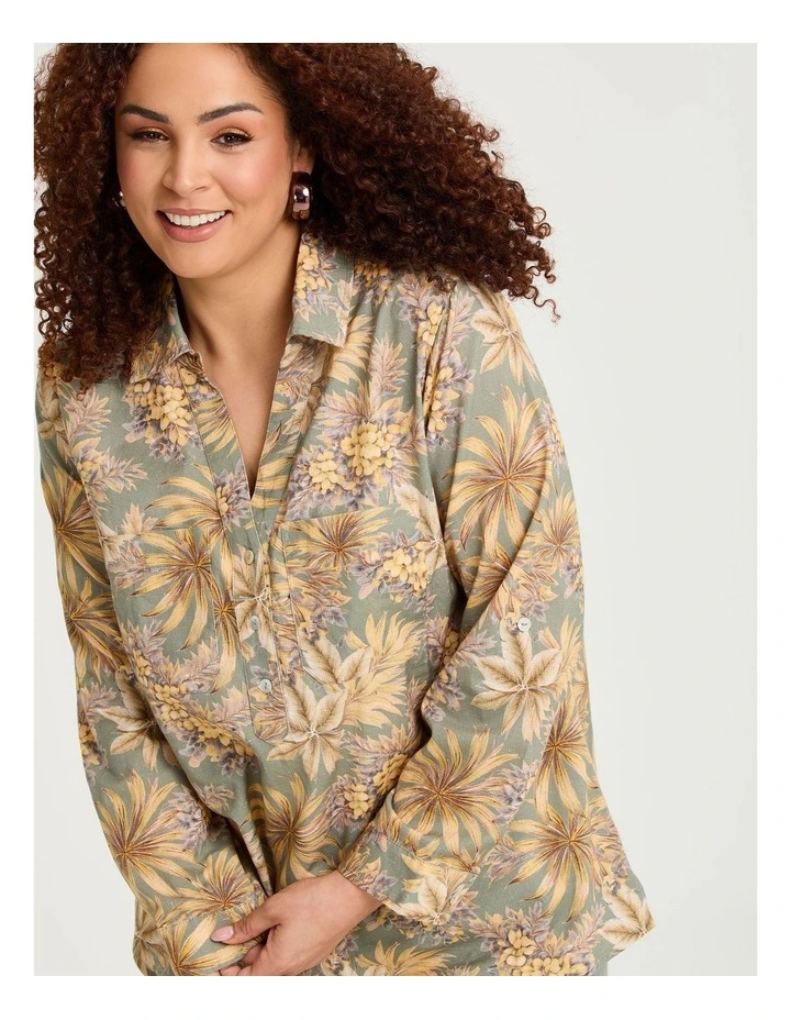Cotton Linen Collared Top Print image 3