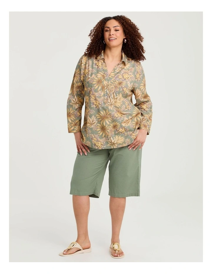 Cotton Linen Collared Top Print image 4