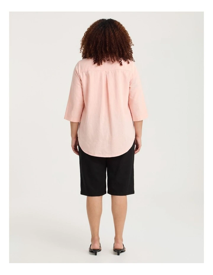 Cotton Linen Button Detail Top Shell Pink image 2