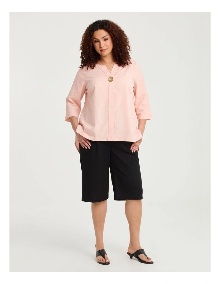 Cotton Linen Button Detail Top Shell Pink image 4