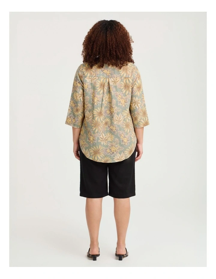 Cotton Linen Button Detail Top Print image 2