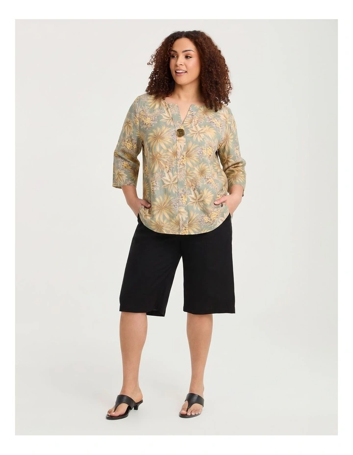 Cotton Linen Button Detail Top Print image 4
