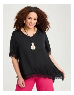 Luxe Rosalie Angle Hem Top Black
