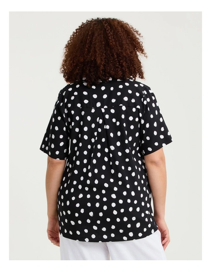 Natural Polka Dot Collar Top Print image 2