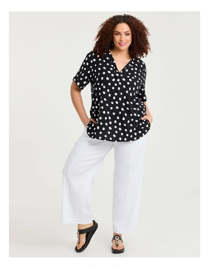 Natural Polka Dot Collar Top Print image 3
