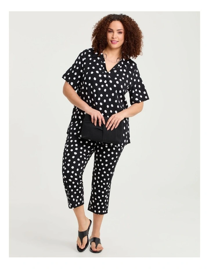 Natural Polka Dot Collar Top Print image 4