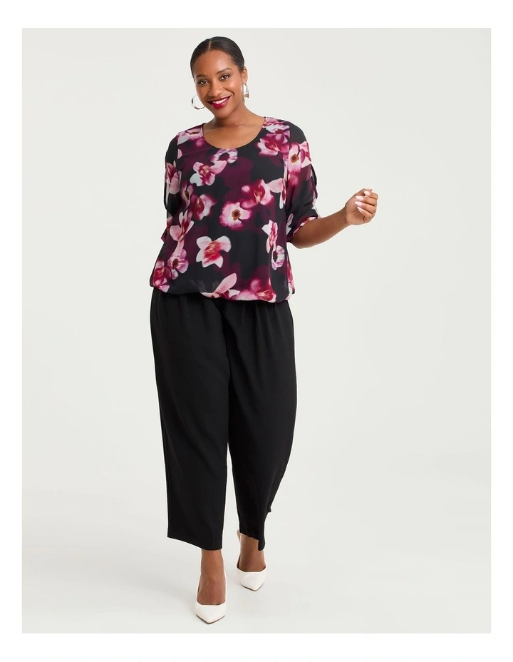 Floral Split Sleeve Chiffon Top Print image 3