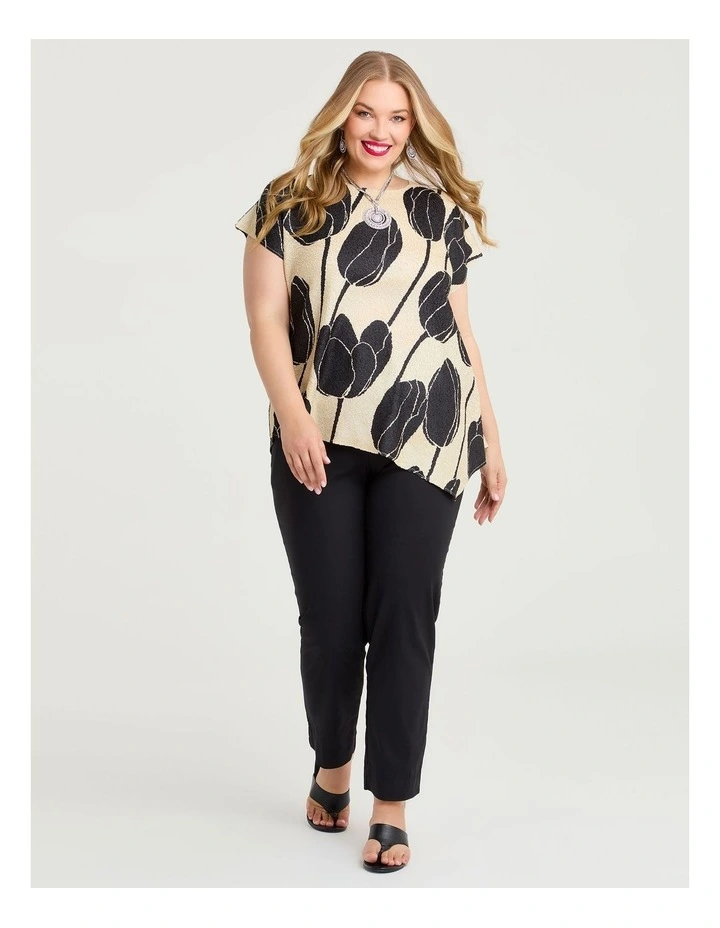 Plisse Angle Top Black/ecru Print image 3