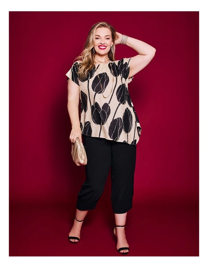 Plisse Angle Top Black/ecru Print image 6