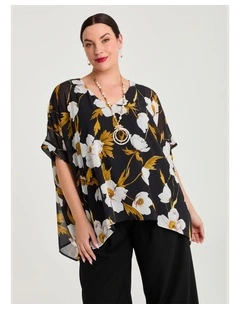 Maryna Chiffon Event Top Bloom Print