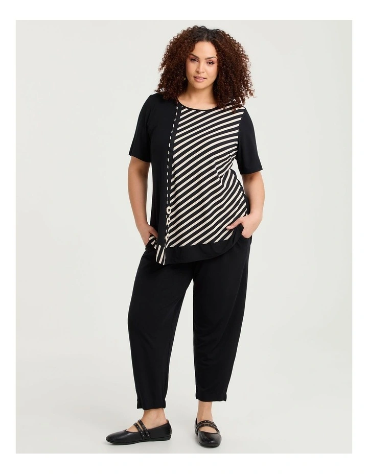Chevron Stripe Natural Top Black Beige Stripe image 4