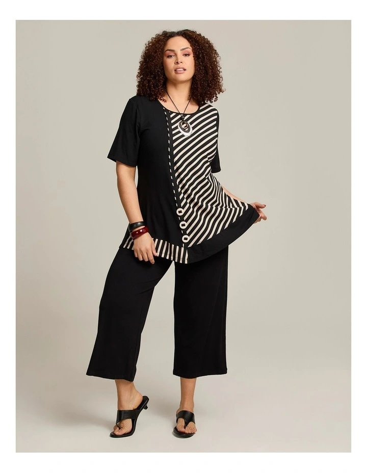 Chevron Stripe Natural Top Black Beige Stripe image 6