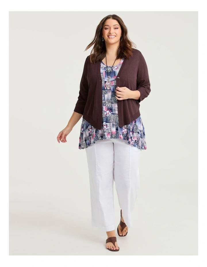 Peplum Crush Luna Top Blue Pink Print image 4