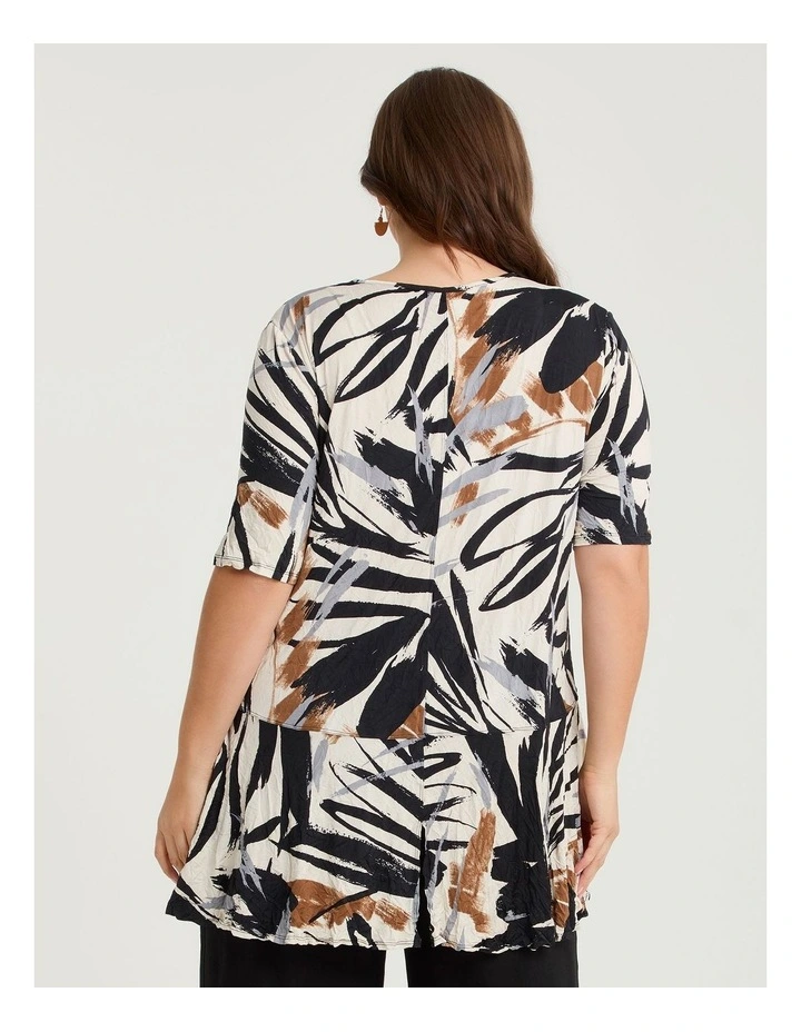 Peplum Crush Luna Top Black Tan Print image 2