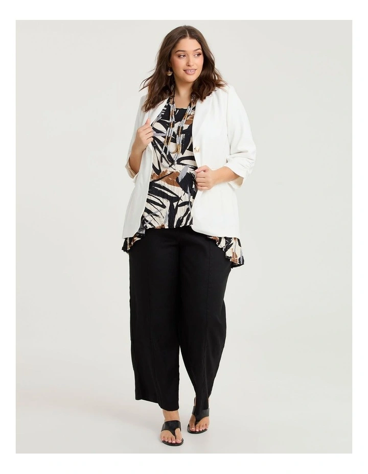 Peplum Crush Luna Top Black Tan Print image 4