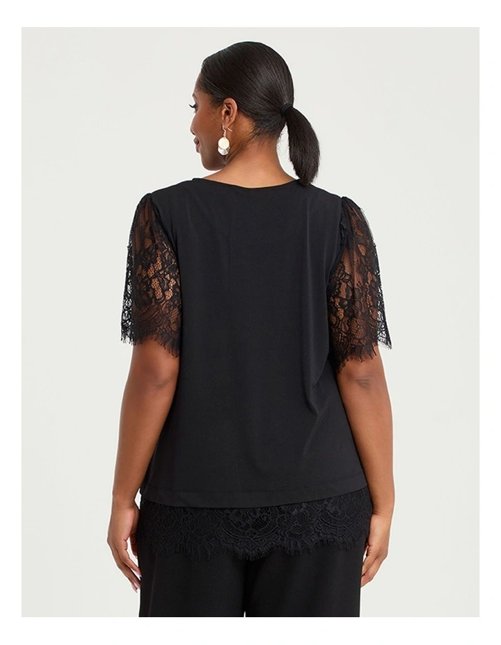 Mia Lace Sleeve Cocktail Top Black image 2