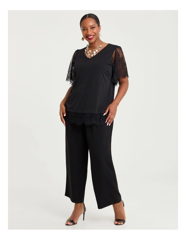 Mia Lace Sleeve Cocktail Top Black image 3