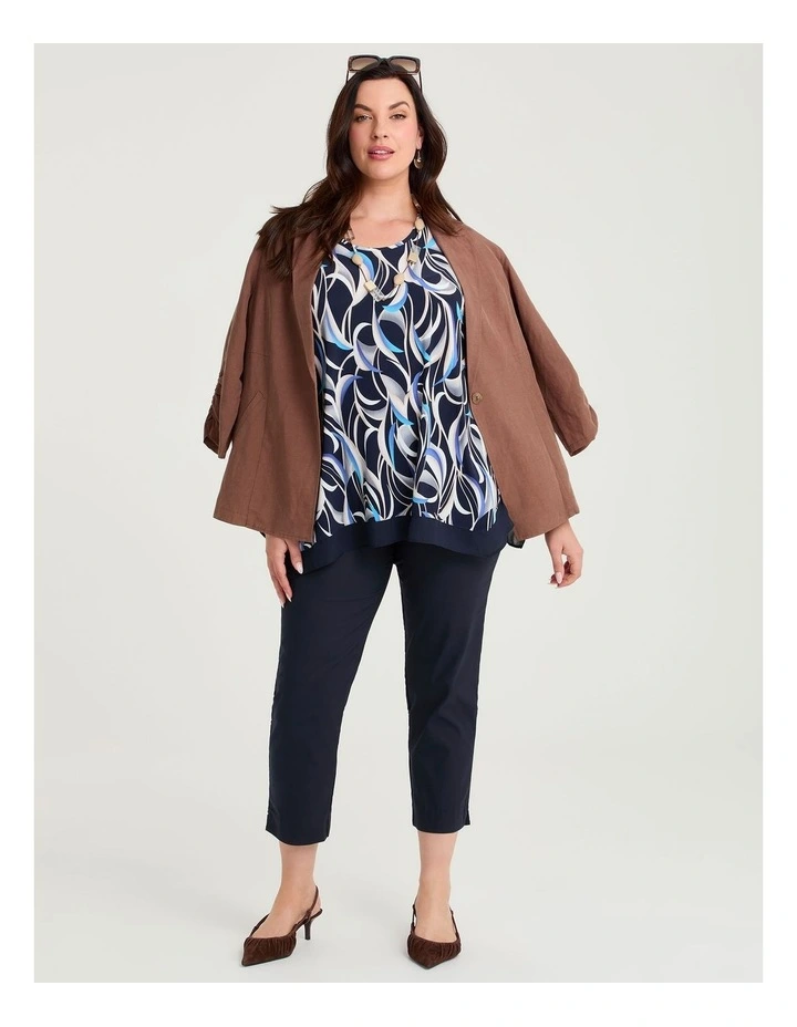 Chiffon Hem Trim Luna Top Blue Indigo Print image 4