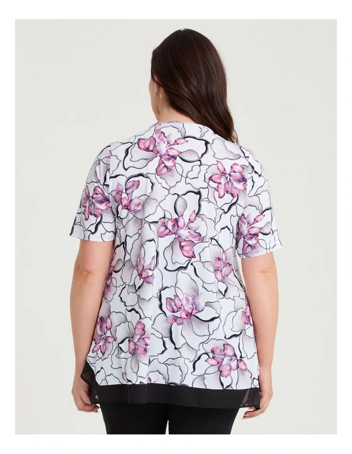 Chiffon Hem Trim Luna Top White Berry Floral image 2