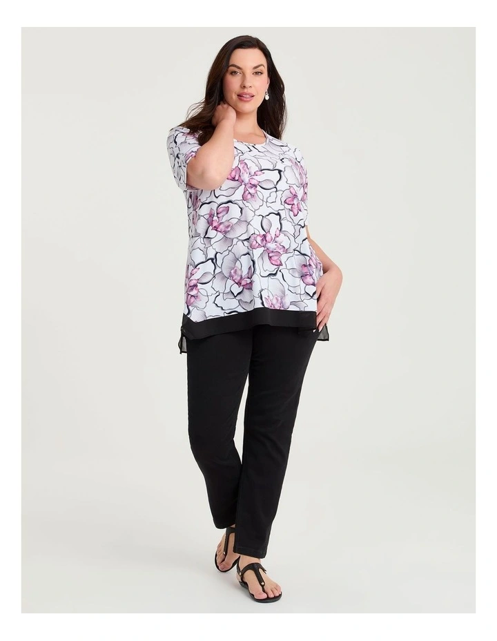 Chiffon Hem Trim Luna Top White Berry Floral image 3
