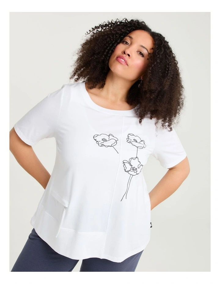 Pima Cotton Flower Top in Vanilla White image 1