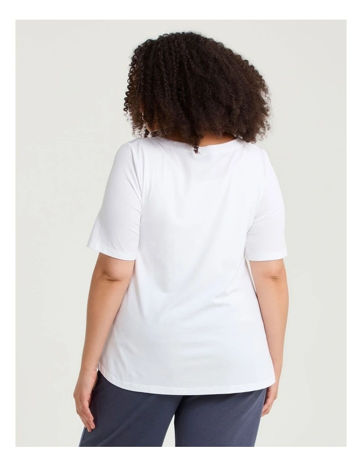 Pima Cotton Flower Top in Vanilla White image 2