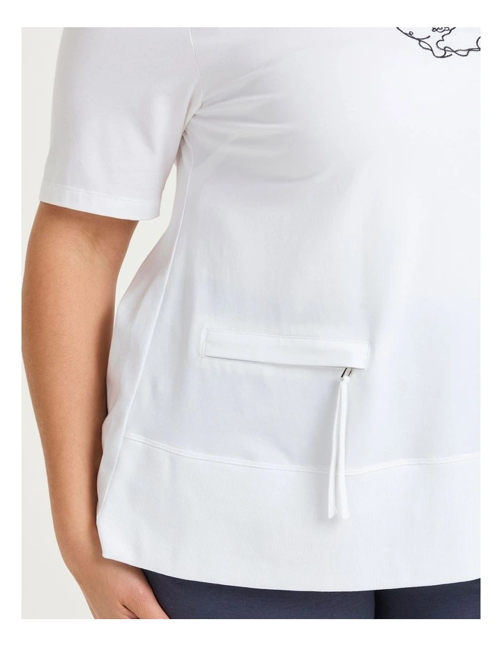 Pima Cotton Flower Top in Vanilla White image 3