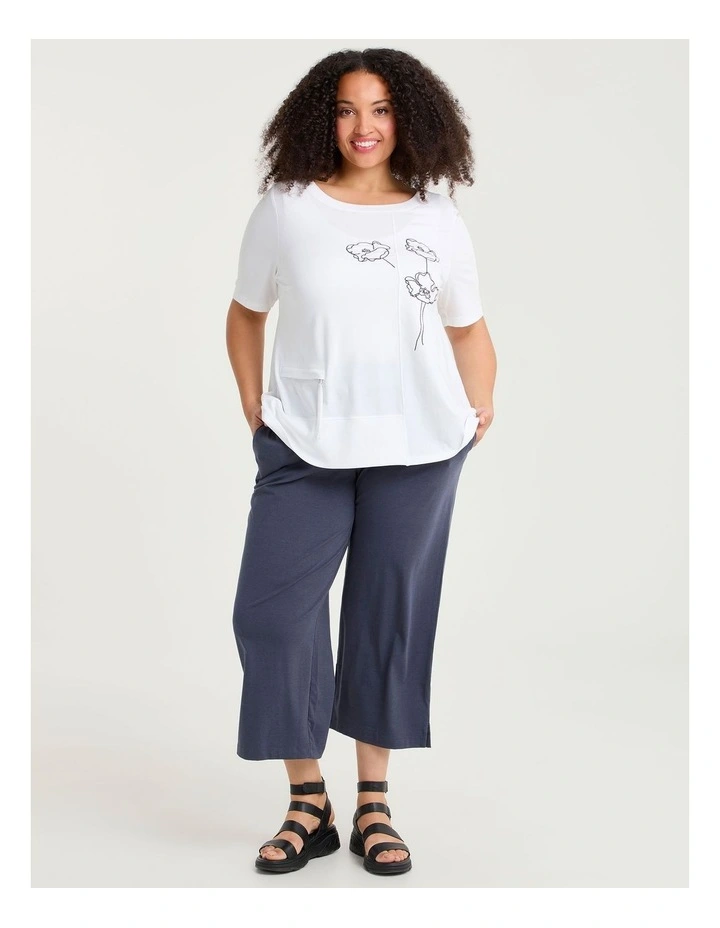Pima Cotton Flower Top in Vanilla White image 4