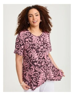 Natural Hazel Paisley Top Print