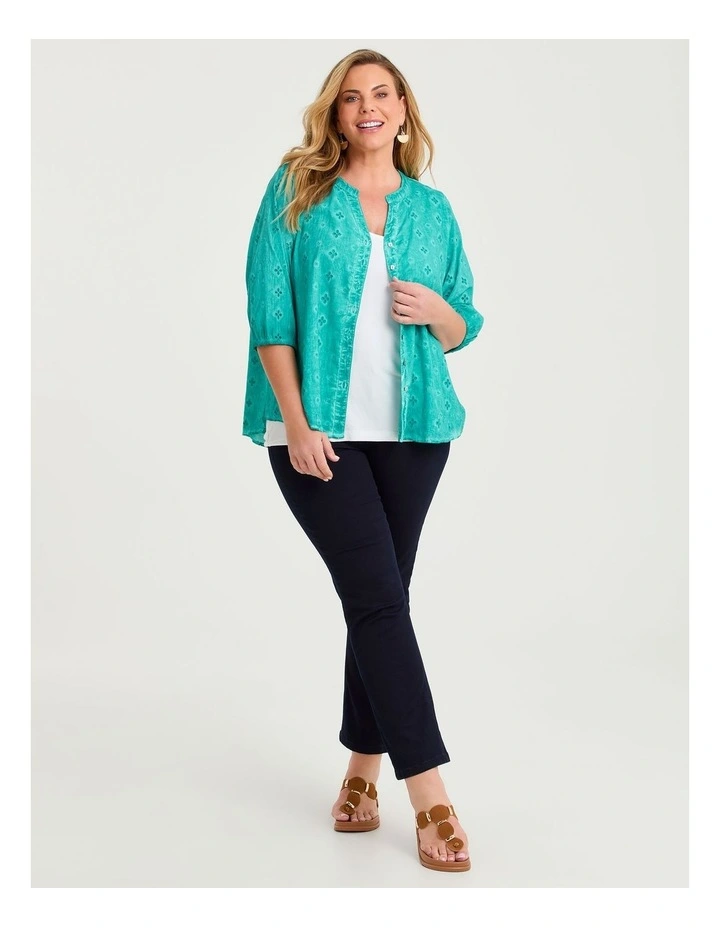 Cotton Floral Broderie Top Pacific Blue image 4