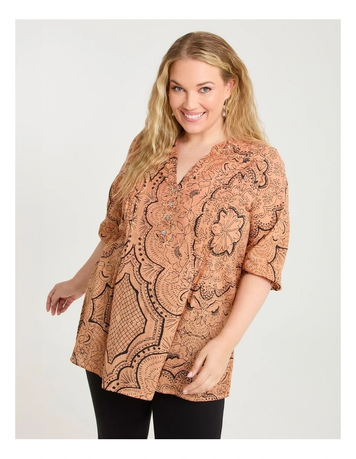 Cotton Pintuck Boheme Tunic Print image 1