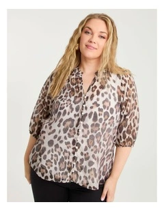 Lyocell Linen Blend Animal Top Print