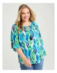 Natural Aztec Watercolour Tie Top Print