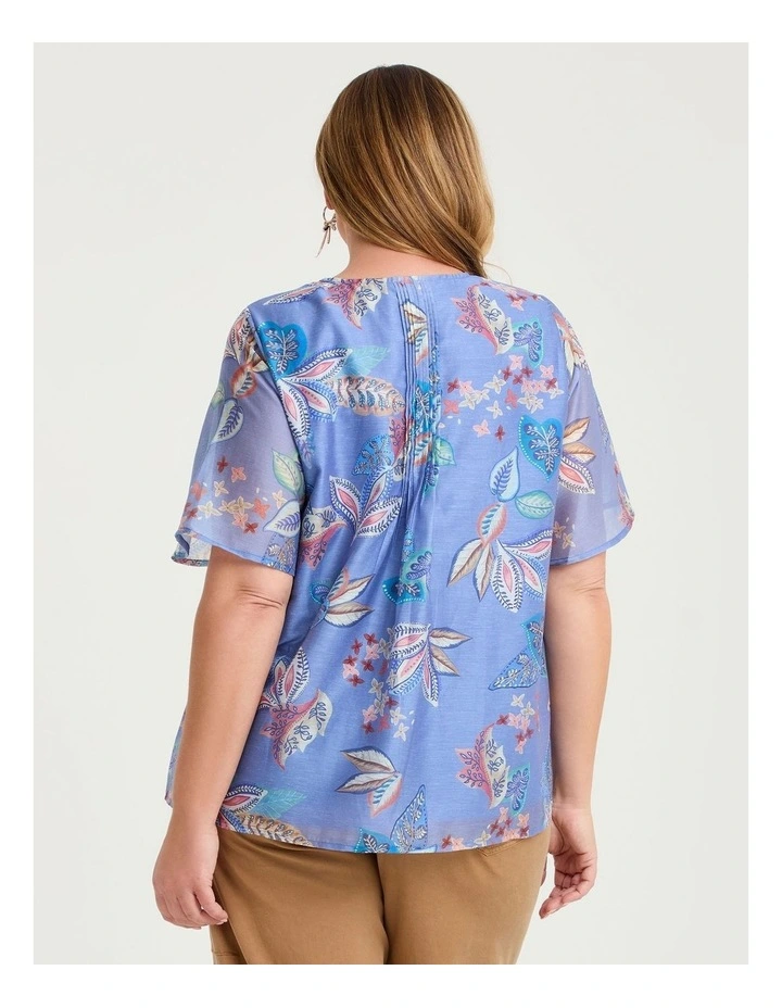 Lyocell Linen Pintuck Foliage Top Print image 2