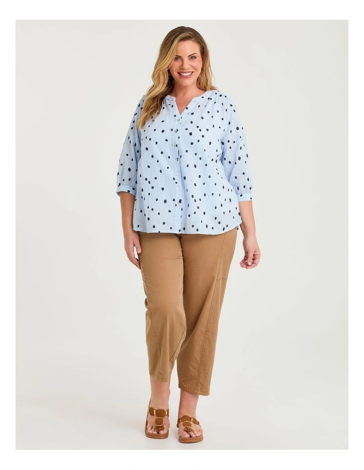 Cotton Spot Button Thru Top Powder Blue image 3